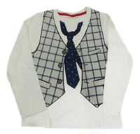 Smotanové tričko s tištěnou vestou a kravatou Kids