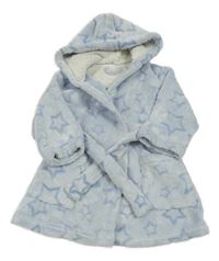 Světlemodrý chlupatý župan s hvězdičkami a kapucí Nutmeg