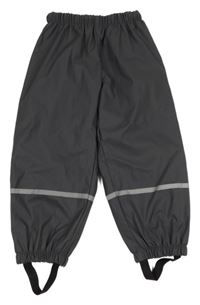 Tmavošedé nepromokavé kalhoty s proužky