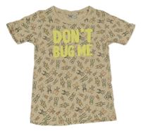 Béžové tričko s hmyzem a nápsiem Infinity 