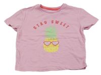 Ružové tričko s ananasom Peacocks