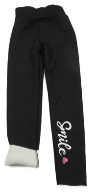 Černé zateplené legíny s nápisem 