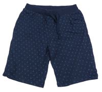 Tmavomodré vzorované teplákové kraťasy Yigga