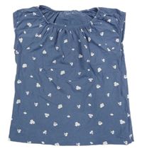 Modrošedé tričko s kvietkami Primark