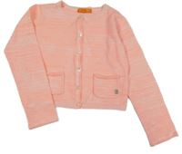 Neónově ružovo-biely melírovaný prepínaci crop sveter Staccato