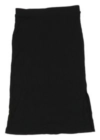 Čierna rebrovaná púzdrová sukňa s rozparkem H&M