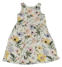 Biele kvetované bavlnené šaty H&M