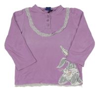 Lila tričko s Buggs Bunnym a čipkou