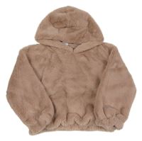 Staroružová kožušinová crop bunda s kapucňou Zara