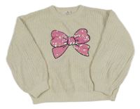 Smotanový žinylkový crop sveter s mašlí z flirů H&M