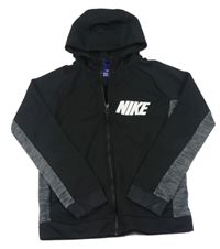 Čierno-sivá prepínaci mikina s logom a kapucňou Nike