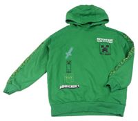 Zelená oversize mikina s Minecraft a kapucňou
