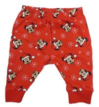 Červené turecké tepláky s Mickey s vánočním motívom a vločkami PEP&CO