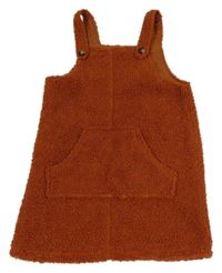 Hrdzavé huňaté podšité šaty s vreckom zn. SHEIN