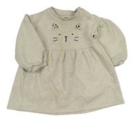 Svetlošedá -smotanové melírované teplákové šaty s mačičkou zn. F&F