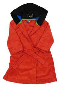 Červeno-černý plyšový župan s kapucí - Bing George