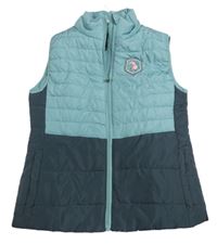 Modrošedo-tmavosivá prešívaná šušťáková zateplená funkčná jezdecká vesta so znakom ACTIVE TOUCH