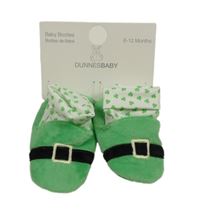 Nové - zeleno-bílé plyšové bačkory - elf St. Bernard vel. 15-18