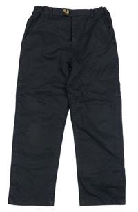 Tmavomodré chino plátěné kalhoty Next