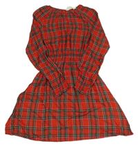 Červeno-khaki-černo-bílé kostkované šaty H&M