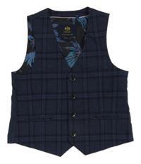 Tmavomodro-černá kostkovaná melírovaná slavnostní vesta Next
