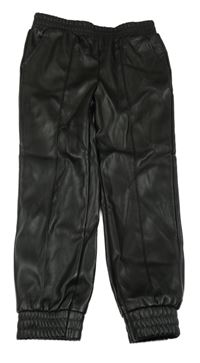 Černé cuff koženkové kalhoty PRIMARK