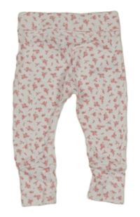 Bielo-ružové kvietkovane turecké tepláky s perforovanými srdiečkami little nutmeg