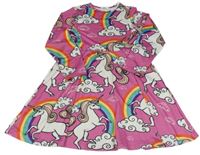 Tmavorůžové šaty s jednorožci a duhami Arshiner