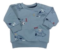 Modrá mikina s pejsky a raketami a loptami PRIMARK