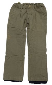 Bronzovo-tmavomodré vzorované chino plátenné podšité nohavice KIABI