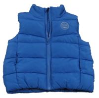 Cobaltovoě modrá prešívaná šušťáková zateplená vesta s nášivkou Matalan