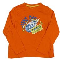 Tmavooranžové tričko s pneumatikou a praporky lupilu