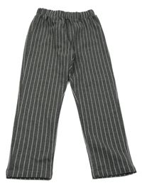 Tmavošedo-biele pruhované nohavice SHEIN