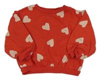 Červená oversize mikina so srdiečkami M&S