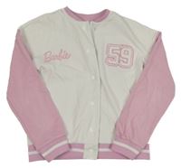 Bílo-růžová baseballová mikina s logem a číslem Barbie