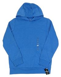 Nové - modrá melírovaná mikina s kapsou a kapucí St. Bernard