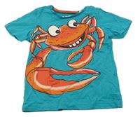 Modrozelené tričko s krabem C&A