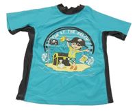 Azurovo-černé UV tričko s pirátem