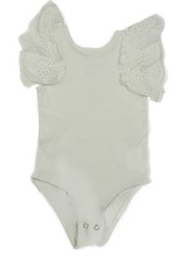 Bílé žebrované body s volánky s madeirou ZARA