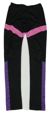Černo-růžovo-melírované sportovní legíny 