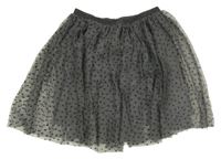 Sivá tylová sukňa s hviezdičkami a trblietavým pasom H&M