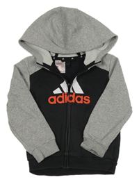 Čierno-šedá/melírovaná prepínaci mikina s kapucňou Adidas