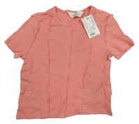 Nové - lososové rebrované crop tričko H&M