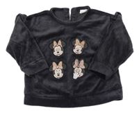 Čierna plyšová mikina s Minnie a volánikmi Disney
