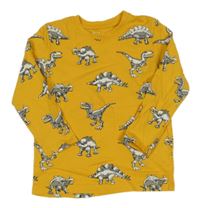Tmavožluté triko s dinosaury little kids