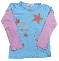Modro-ružové tričko s hviezdičkami Kids