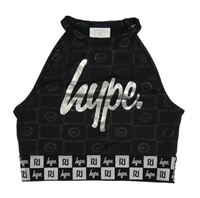 Čierny športový crop top s nápismi HypexRiver Island