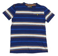 Tmavomodro-bílo-cihlové pruhované tričko Lyle&Scott