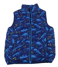 Tmavomodrá šušťáková zateplená funkčná vesta s kostrami dinosaurů zn. Mountain Warehouse