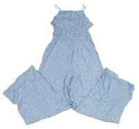Světlemodrý květovaný lehký kalhotový overal H&M